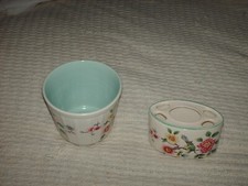 vintage james kent old foley chinese rose vase 10 x 11.5 cm & toothbrush holder