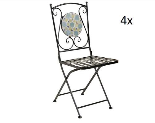 Garden blue mosaic chairs - garden, 4x