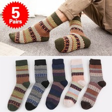 5 Pairs Mens Thermal Socks Winter Warm Nordic Style Soft Wool Thick Comfort Sock
