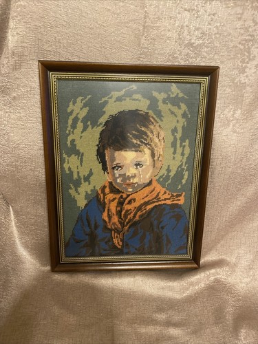 Pair vintage needlepoint - pair, of