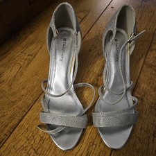 Emilio Luca X Ladies Shoes Silver Strappy Kitten Heel Prom Party Wedding  UK 8