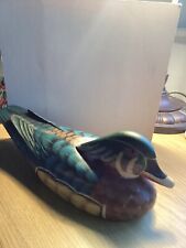 Vintage Jiangsu China Mallard Duck Decoy, Wooden Hand Carved & Painted Rare Find