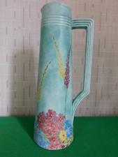 Radford Pottery Ewer Mottled Green Floral Decoration