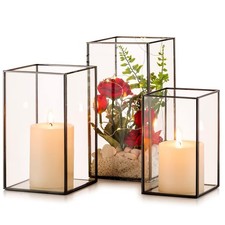 Black Glass Lantern Set 3