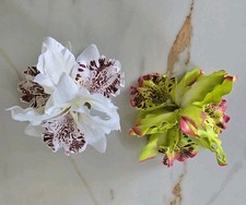 2 X Fabric Orchid Fabric Hair Clips/Slides or brooches