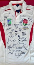 SIGNED ENGLAND RUGBY SHIRT WORLD CUP NIKE 2003 JOHNSON WOODWARD 28 SIGNATURES