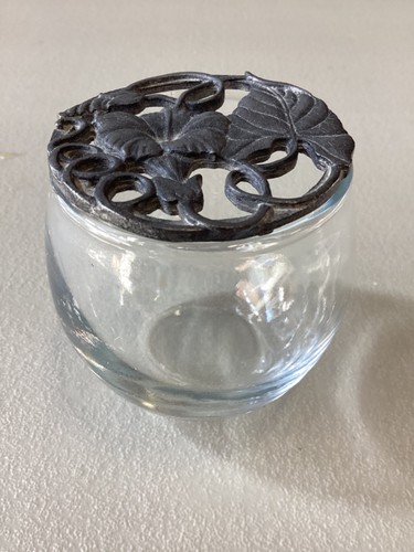 Vtg potpourri bowl pewter - pewter, top