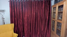 Raw Silk Handmade Curtains, Deep Red, Red/Purple Taffeta , Thermal Layer