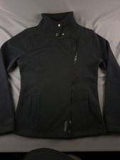 Bench Women's Black High Neck Zip Jacket Large Embroidered Logo Great Condition 