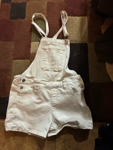 Justice white denim overalls