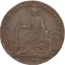 1790 CHESHIRE MACCLESFIELD HALFPENNY CONDER TOKEN: CHARLES ROE