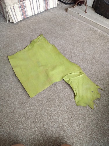 Lime green leather skiver hide - skiver,