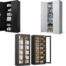 Tall Metal Filing Cabinet Modern Storage Cupboard 5 Tier Shelf File Locker Unit