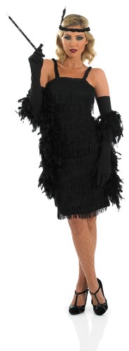 Ladies black flapper dress - ladies,
