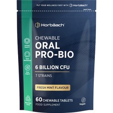 Oral Biotics 6 Billion CFU | 60 Chewable Tablets | Vegan | By Horbaach
