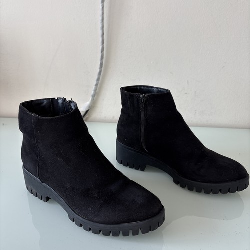 Black faux suede ankle - suede,