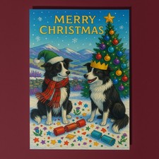 Border Collie Dogs - Highland Christmas - Premium Card Envelope - Personalised