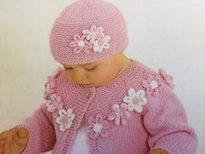 BC003 KNITTING PATTERN DAISY DEWDROP CARDIGAN AND HAT IN DK