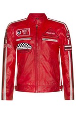 Mens Red Leather Biker Jacket