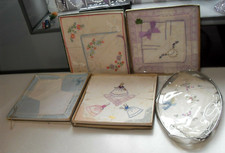 Vintage 5 Lots Of Embroidered Cotton Handkerchiefs