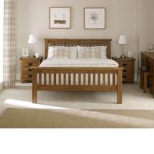 Rustic Solid Oak 5ft King Size Bed High Footboard - Bedroom Furniture- RS05