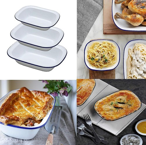 Enamel pie dish - dish, oblong