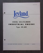 LEYLAND DIESEL 6-Cyl UE.680 Industrial Engine orig 1957 UK Mkt Specs Brochure