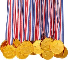 Sports Gold Winners Medals Plastic Games Toy Prize Gifts Kids Children 6-144Pcs