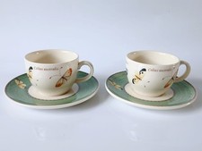Wedgwood Sarah's Garden Coffee Espresso / Demi Sec Coffee Cups and Saucers x 2