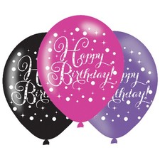 Happy Birthday Celebration 11 " 27.5cm Balloons Pack of 6 Pink