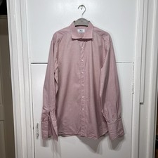 Brioni For Bergdorf Goodman Pink Shirt Long Sleeve Double Cuff Cotton 16.5” 42cm