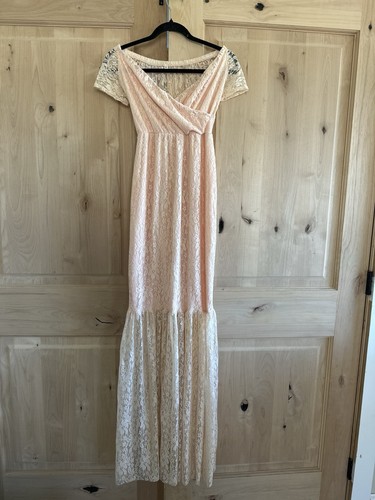 Lace overlay pink and - lace, cream