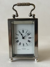ANTIQUE MINIATURE SILVER PLATED CARRIAGE CLOCK BY ASPREY LONDON, MANTLE CLOCK