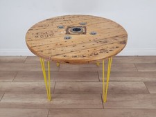 DINING TABLE Round Industrial Rustic Recycled Timber Hairpin Legs FREE DELIVERY
