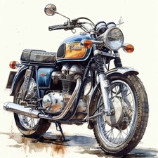 WATERCOLOUR CLASSIC MOTORBIKE