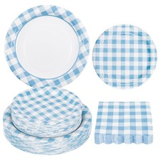 150Pcs Light Blue Gingham