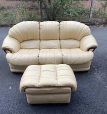 Cream Leather Sofa and