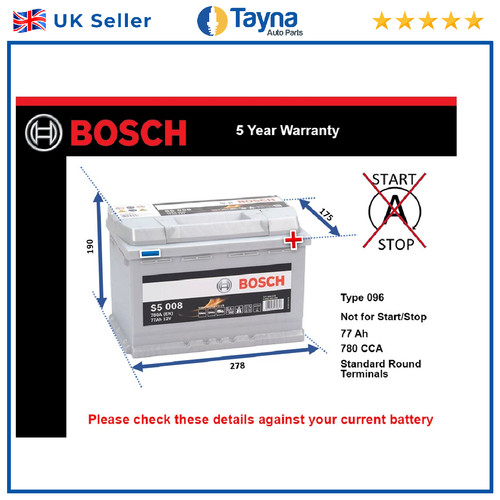 Car battery s5008 - bosch, 096