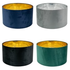 Velvet Lampshade Ceiling Light Easy Fit Pendant Shade Large Drum LED Bulb 45cm