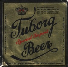 BEER BOTTLE LABEL - TUBORG LAGER (DENMARK) - TUBORG SPECIAL IMPORT BEER