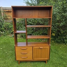 Vintage Mid Century Teak Veneer Bookcase. Room Divider. Shelves 