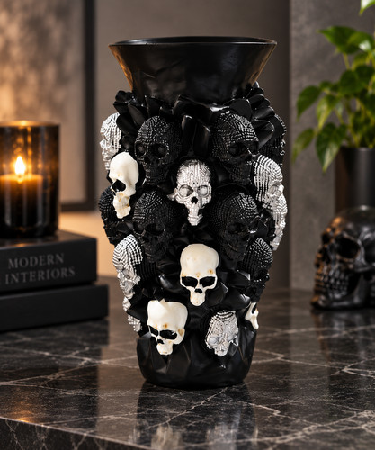 Small gothic skull vase - small,