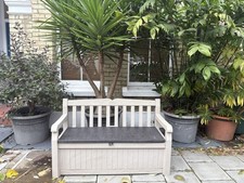 Keter Eden Bench 265L Outdoor Garden Furniture Storage Box Beige & Brown