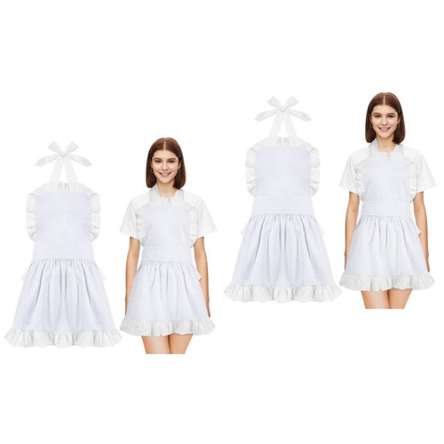 White cotton apron for - white, women