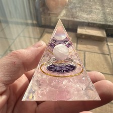 Orgone Energy Crystal Pyramid with Rose Quartz Reiki Tool Energy Generator I