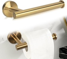 Gold Toilet Roll Holder, Towel Rail  Mounted Brushed Brass Bathroom Accessories