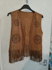 Ladies Tan Suede Tasseled