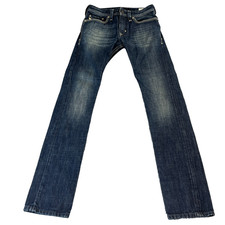 Diesel Thanaz Jeans Mens 28 34 Slim Skinny Dark Wash Blue Whiskers 0074W