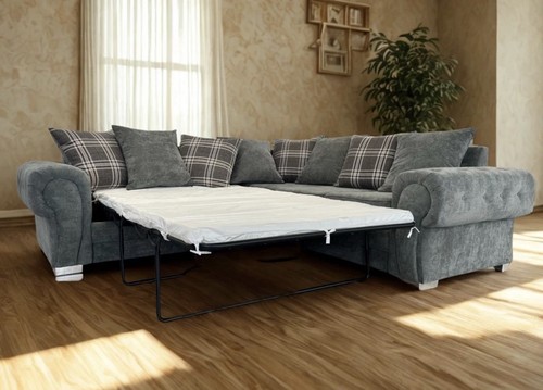 Grey corner sofa bed with - sofa,