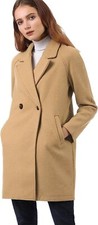 Allegra K Womens Trench Coat Notched Lapel Double Breasted Raglan Size 12 UK